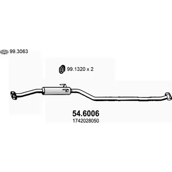 Zadní díl výfuku Střední díl výfuku ASSO 54.6006