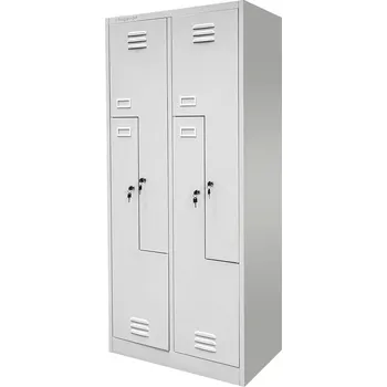 Šatní skříň Mobler Kovová šatní skříňka J-80/L 4 oddíly, šedá, 80x50x180 cm