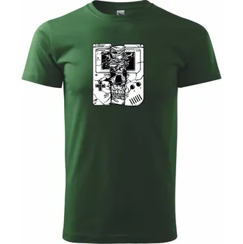 Pánské tričko Gameboy Skull - Triko extra velké (5-8XL) - 6XL ( Lahvově zelená )