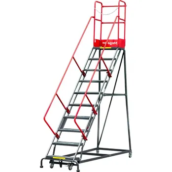 Žebřík Mobler Pojízdný odkládací žebřík 255 cm s 10 schody