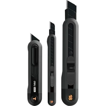 Multifunkční nůž Sada zalamovacích nožů 3 ks HT4003 Zalamovací nože 9 mm a 18 mm Řezací nástroje SK2 Břit ABS Tělo Bezpečný zámek