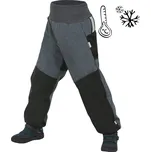 Unuo, Dětské softshellové oteplovačky UNUO s fleecem, Černá, Žíhaná Antracitová Velikost: 110/116