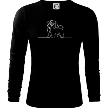Pánské oblečení Havanský psík linka jedním tahem - Triko s dlouhým rukávem FIT-T long sleeve - M ( Černá )