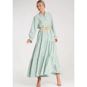 Dámské šaty Mintové viskózové maxi šaty se stojáčkem M1212 Mint Velikost: ONE SIZE