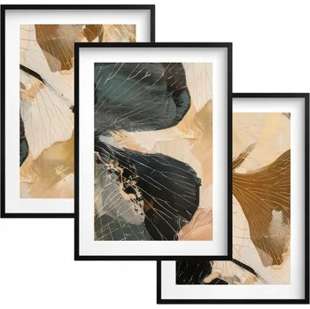 Obraz Sada 3 Plakátů na zeď do obýváku ložnice Zlaté Květiny