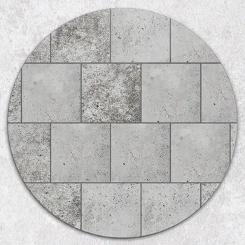 Kuchyňské prkénko Kulaté skleněné prkénko s ozdobným vzorem šedých čtvercových dlaždic, průměr 40 cm