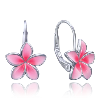 Náušnice MINET Moderní stříbrné náušnice růžové kytičky JMAS5071PE00