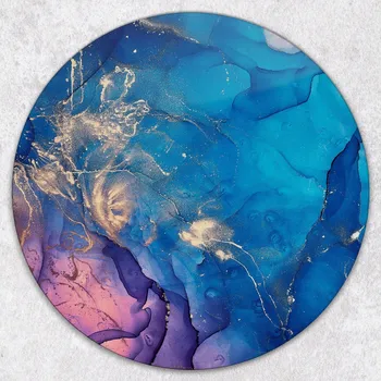 Kuchyňské prkénko Kulaté Skleněné Kuchyňské Prkénko s Grafikou Výrazný Barevný Mramor průměr 40 cm