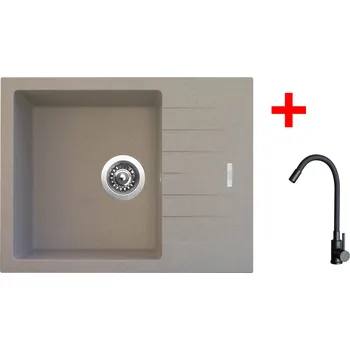 Kuchyňský dřez Set Sinks PERFECTO 650 + baterie ELASTA černá matná Barva: Béžová světlá, Označení: Avena