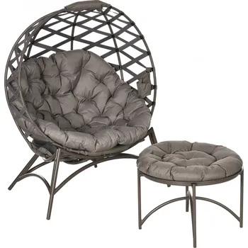 Sada 2 proutěných zahradních židlí, 118 x 75 x 142 cm | pískově hnědé