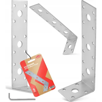 Úhloměr 5x OCELOVÝ ÚHELNÍK TESAŘSKÝ SPOJOVACÍ ÚHELNÍK 150x50x35 PERFOROVANÝ NA DŘEVO