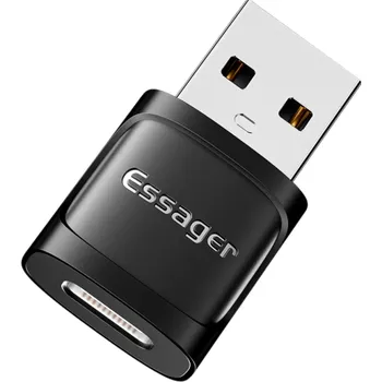 Datový kabel Černý adaptér USB C na USB 10A kovový převodník pro rychlé nabíjení a přenos zvuku