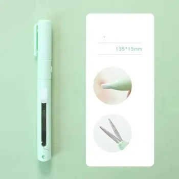 Multifunkční nůž 2v1 keramický řezací nůž s nůžkami Multifunkční papírový řezák Morandi barva Školní nůž na papír DIY tvoření 14 cm zelená