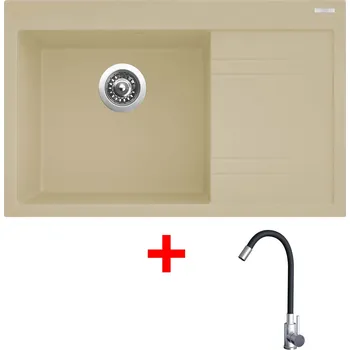 Kuchyňský dřez Set Sinks RIM 780 L + baterie ELASTA nerez/ černá Barva: Písková, Označení: Sahara