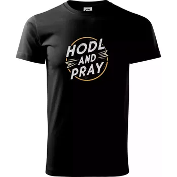 Pánské tričko Bitcoin Hodl and pray - Triko extra velké (5-8XL) - 7XL ( Černá )