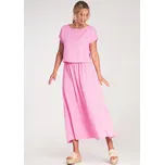 Růžová dámská viskózová souprava volné halenky a sukně s elastickým pasem M1219 Pink Velikost: S/M