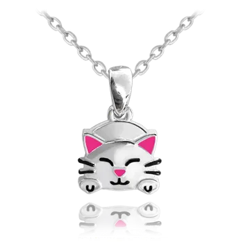 Módní doplněk Dětský stříbrný náhrdelník s kočičkou