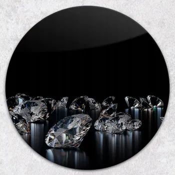 Kuchyňské prkénko Kulaté skleněné prkénko na servírování Diamantové drahokamy průměr 40 cm