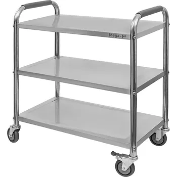 Servírovací stolek Mobler Nerezový 3policový číšnický vozík STANDARD 75x40x90 cm