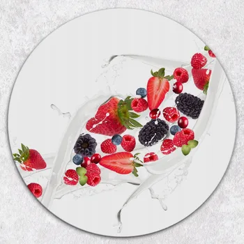 Kuchyňské prkénko Kulaté Skleněné Prkénko Na Servírování Jednohubek Lesní Plody ve Vodě průměr 40 cm