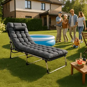 Zahradní lehátko Zahradní lehátko s matrací a nastavitelným opěradlem VENUS