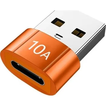 Datový kabel Adaptér USB C na USB 10A kovový převodník pro rychlé nabíjení a přenos zvuku oranžová
