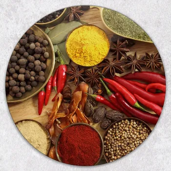 Obraz Multifunkční Dekorativní Kulatá Skleněná Deska na Krájení Zeleniny a Koření, průměr 40 cm