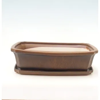 Květináč Bonsai miska + podmiska H07 - 30 x 20,5 x 8 cm. - hnědá