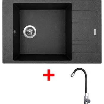 Kuchyňský dřez Set Sinks VARIO 780 + baterie ELASTA nerez/ černá Barva: Černá granitová, Označení: Granblack