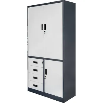 Šatní skříň Mobler Kovová kancelářská skříň se zásuvkami WENUS W-12 90x40x185 cm - grafit/šedá