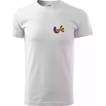 Pánské tričko Folklor na prsu slepice - Triko extra velké (5-8XL) - 6XL ( Bílá )