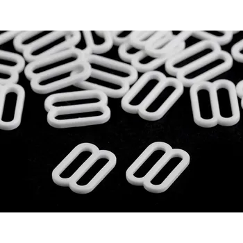 Posunovač a kroužek na prádlo šíře 12 mm plastový, malé, 1 bílá posunovač