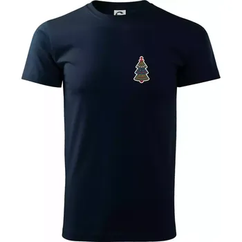Pánské tričko Folklor na prsu vánoční stromek - Triko extra velké (5-8XL) - 6XL ( Námořní modrá (téměř černá) )