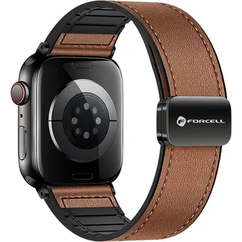 Řemínek na hodinky Řemínek FORCELL pro Apple Watch 42 / 44 / 45 / 46 / 49 mm - umělá kůže - hnědý