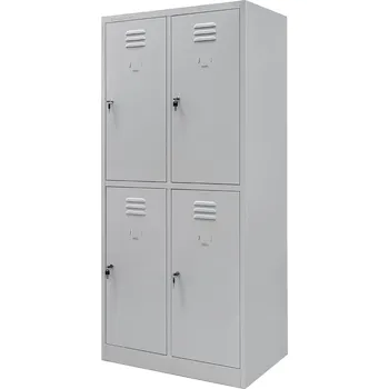 Šatní skříň Mobler Kovová šatní skříňka J-80, 4 boxy, 80x50x180 cm, šedá