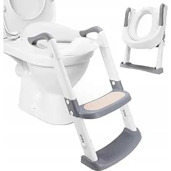 WC sedátko Nástavec na WC sedátko s žebříkem pro děti, prkénko na toaletu ŠEDÉ