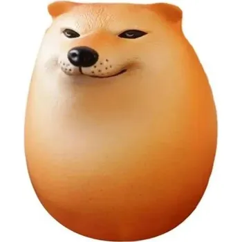 Dekorace Shiba Inu s vejcem z PVC 4,5×6 cm zábavná antistresová figurka s realistickými detaily