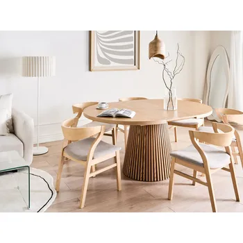 Jídelní stůl světlý jasan MDF deska a nohy rozkládací moderní industriální styl kuchyně jídelna Beliani