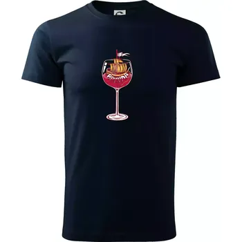Pánské tričko Sklenička - ve víne je pravda - červené víno (Pecka design) - Triko extra velké (5-8XL) - 6XL ( Námořní modrá (téměř černá) )