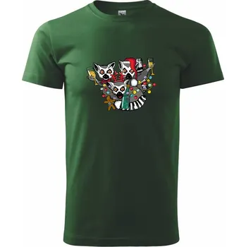 Pánské tričko Vánoční Lemurové (Pecka design) - Triko extra velké (5-8XL) - 6XL ( Lahvově zelená )
