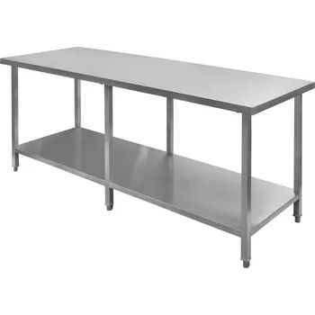 Kuchyňská pracovní deska Mobler Centrální pracovní stůl z nerezové oceli s policí 220x60x85 cm