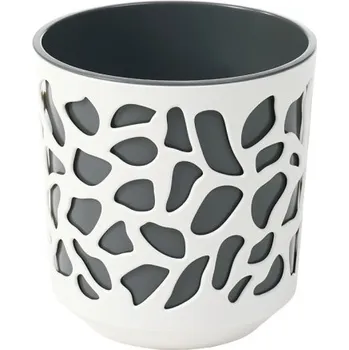 Obal na květináč Obal na květník DUET plastový béžový-antracitový d25x27cm