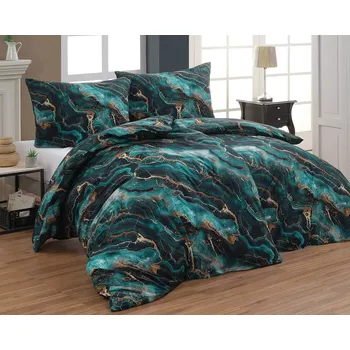 Bytový textil Povlečení Matějovský LEONY, smaragdový vzor, bavlna hladká, digitál, 140x220cm + 70x90cm