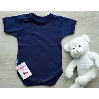 AMÁLKA Bavlněné body krátký rukáv, tmavě modré Velikost: 74