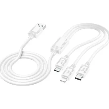 Datový kabel Hoco kabel 3v1 USB - Lightning / Micro USB / USB-C, 1 m, bílý