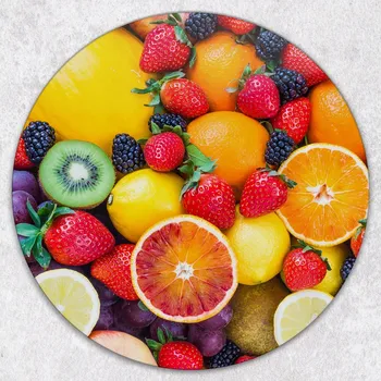 Kuchyňské prkénko Kulaté Skleněné Krájecí Prkénko do Kuchyně s Grafikou Ovocný Mix fi 40 cm