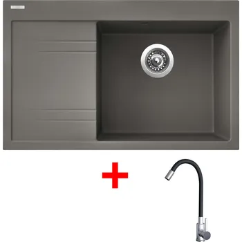 Granitový dřez Set Sinks RIM 780 P + baterie ELASTA nerez/ černá Barva: Šedobéžová, Označení: Truffle