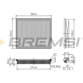Vzduchový filtr Vzduchový filtr BREMSI FA1673