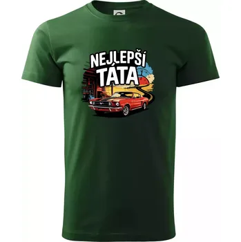 Pánské tričko Nejlepší táta - americké auto - Triko extra velké (5-8XL) - 6XL ( Lahvově zelená )