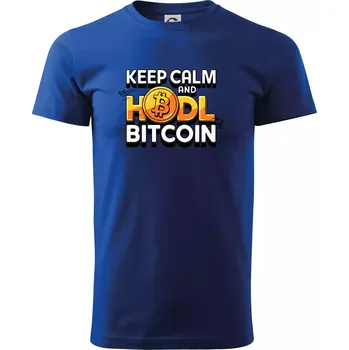 3D nápis Keep Calm and HODL Bitcoin - Triko extra velké (5-8XL) - 7XL ( Královská modrá )